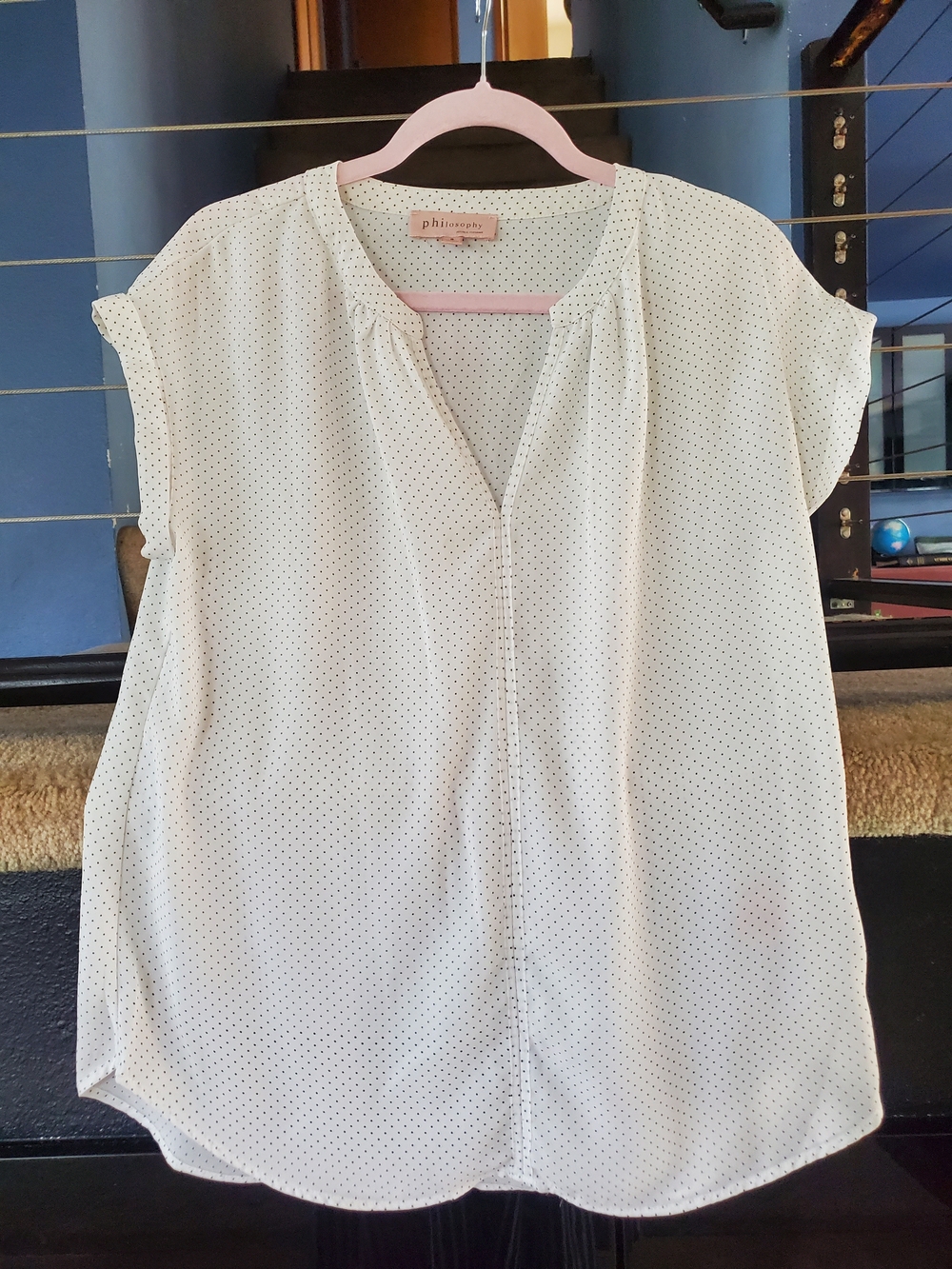 Philosophy Cream Blouse with Black Micro Dot Print